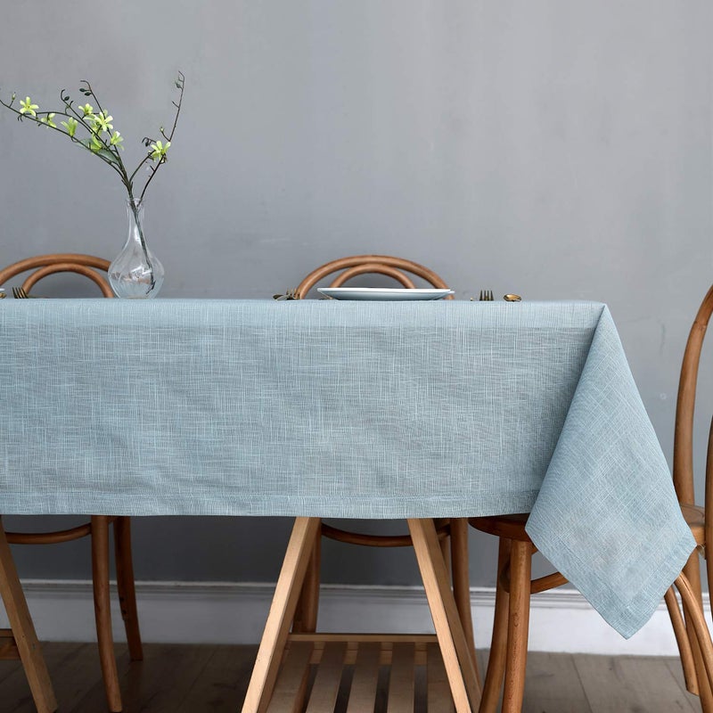 maxmill Lux Faux Linen Table Cloth with Slubby Texture Wrinkle Resistant Anti-Shrink Soft Tablecloth for Kitchen Dining Tabletop for Buffet Banquet Parties Rectangle 60 x 140 Inch Slate Blue - Image 2